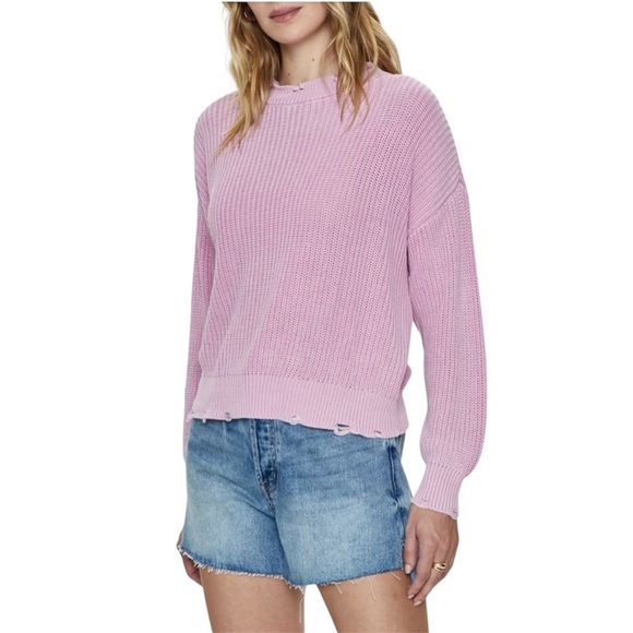 Pistola Eva Distressed Cotton Shaker Stitch Crewneck Sweater Size XL - Picture 3 of 13